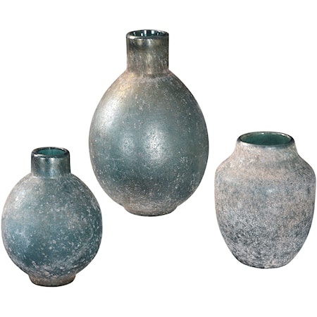 Mercede Weathered Blue-Green Vases Set of 3