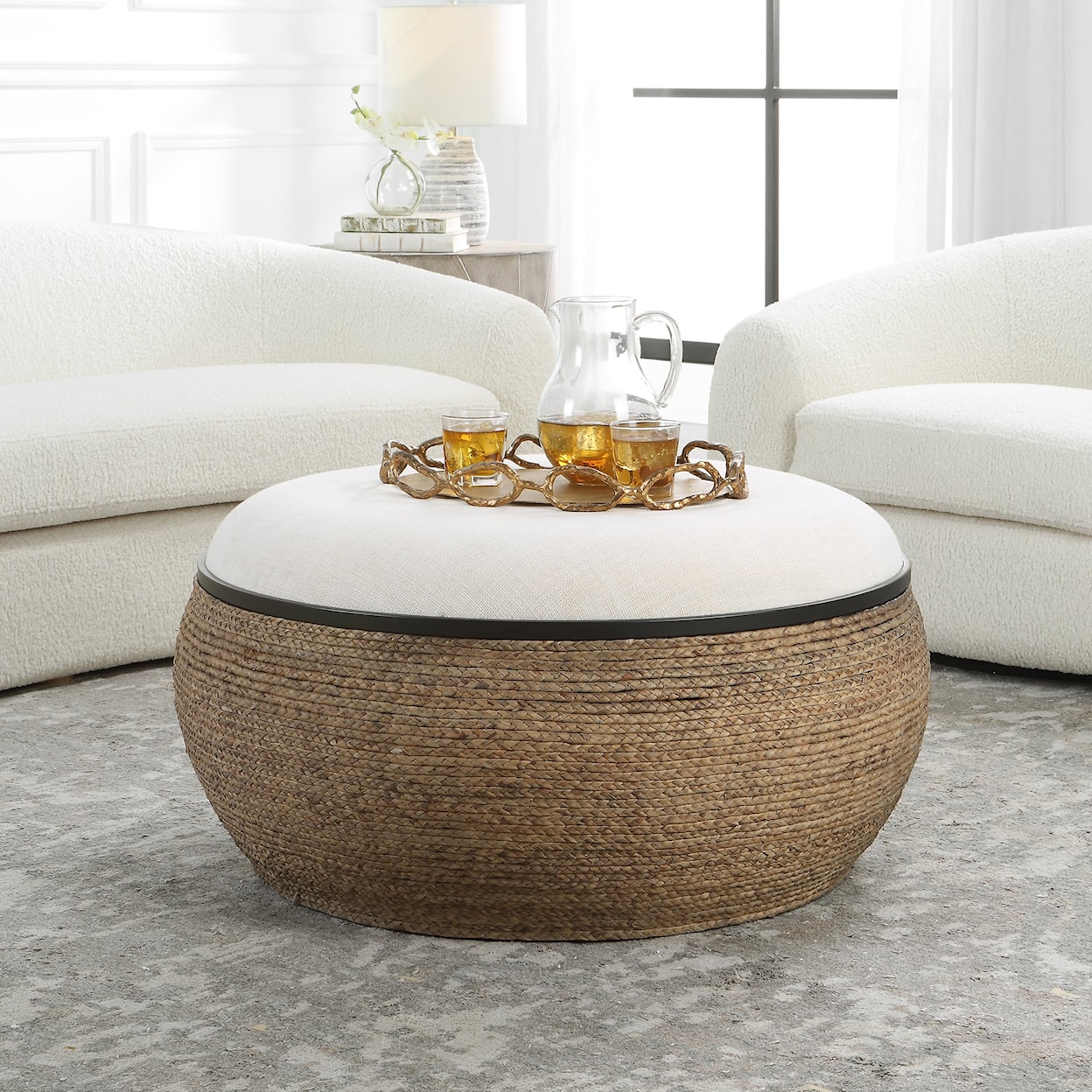 Uttermost Island Island Straw Storage Ottoman / Coffee Table