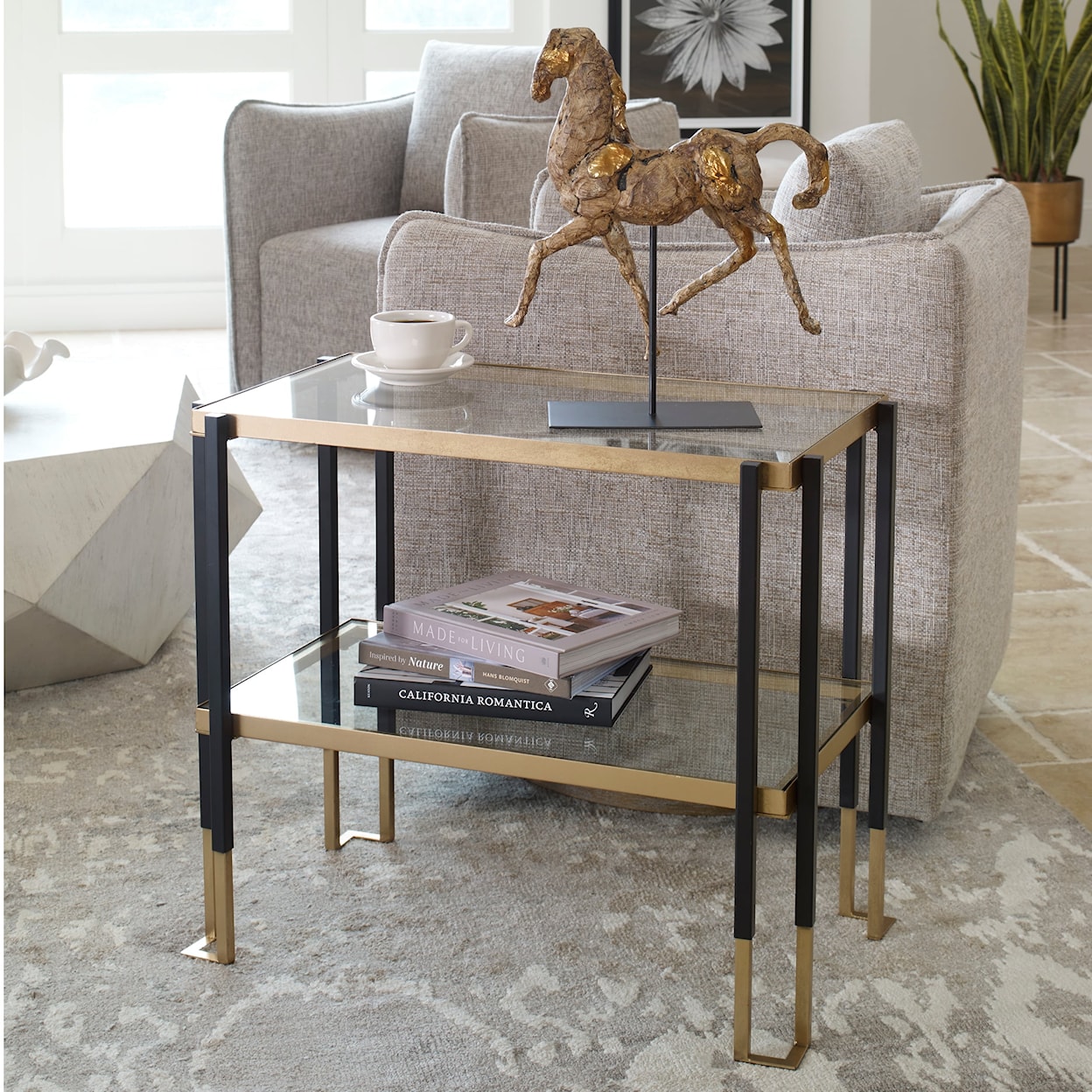 Uttermost Accent Furniture Kentmore Glass Side Table