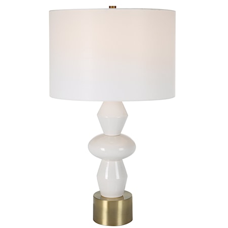 Table Lamp with Gold and Ivory Base