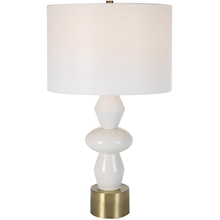 Table Lamp with Gold and Ivory Base