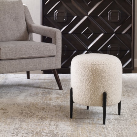 Arles White Shearling Ottoman