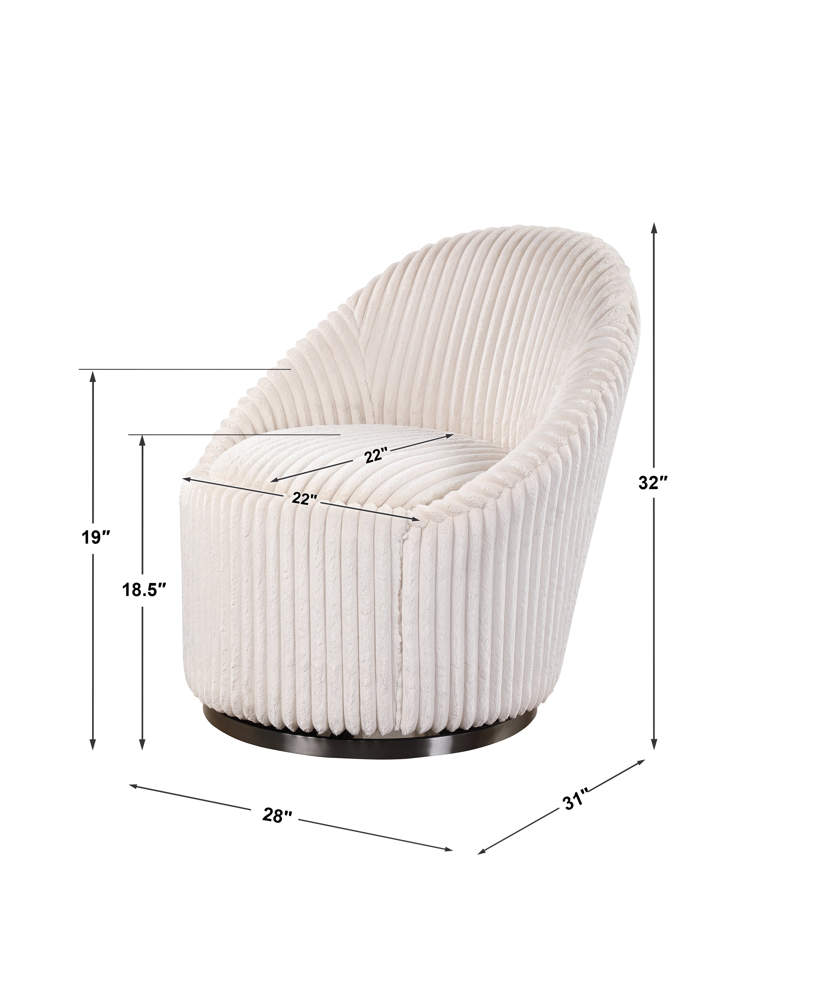 Uttermost Accent Furniture - Accent Chairs Crue White Swivel Chair
