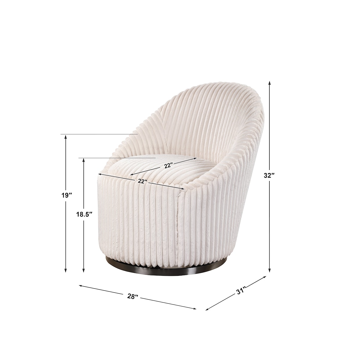 Uttermost Accent Furniture - Accent Chairs Crue White Swivel Chair