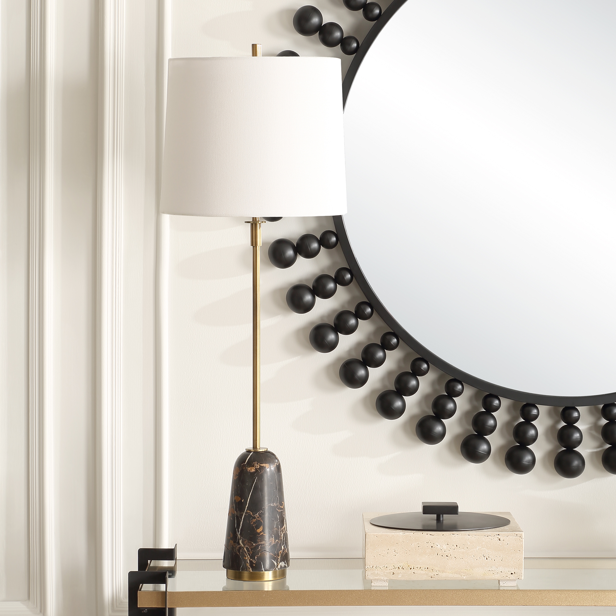 Jenson Black Marble Buffet Lamp