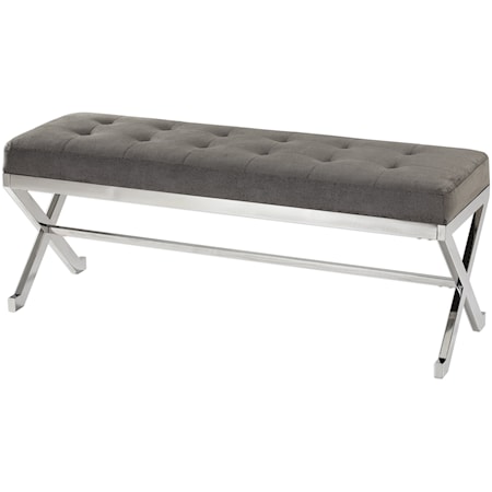 Bijou Gray Fabric Bench