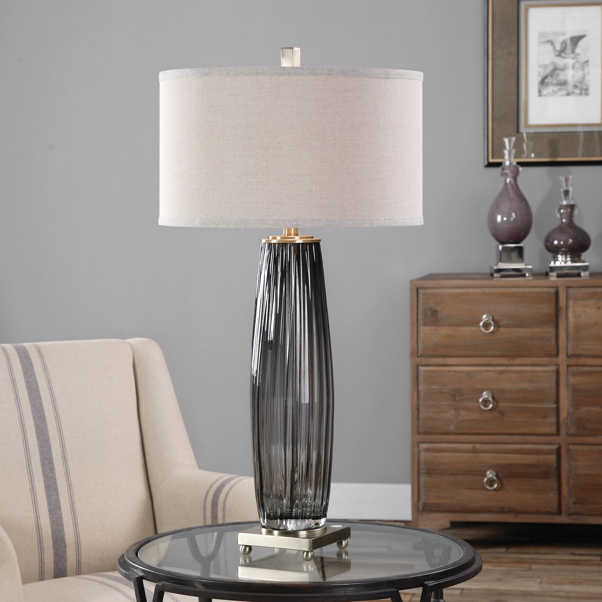 Uttermost Table Lamps Vilminore Gray Glass Table Lamp