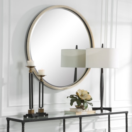 Ranchero White Round Mirror