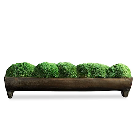 Small Moss Centerpiece with Aluminum Footed Tray