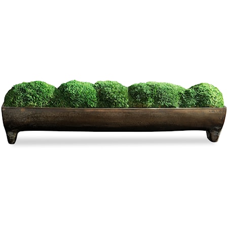 Small Moss Centerpiece with Aluminum Footed Tray