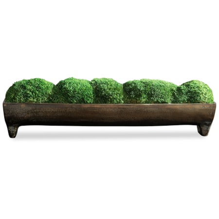 Moss Centerpiece with Aluminum Footed Tray