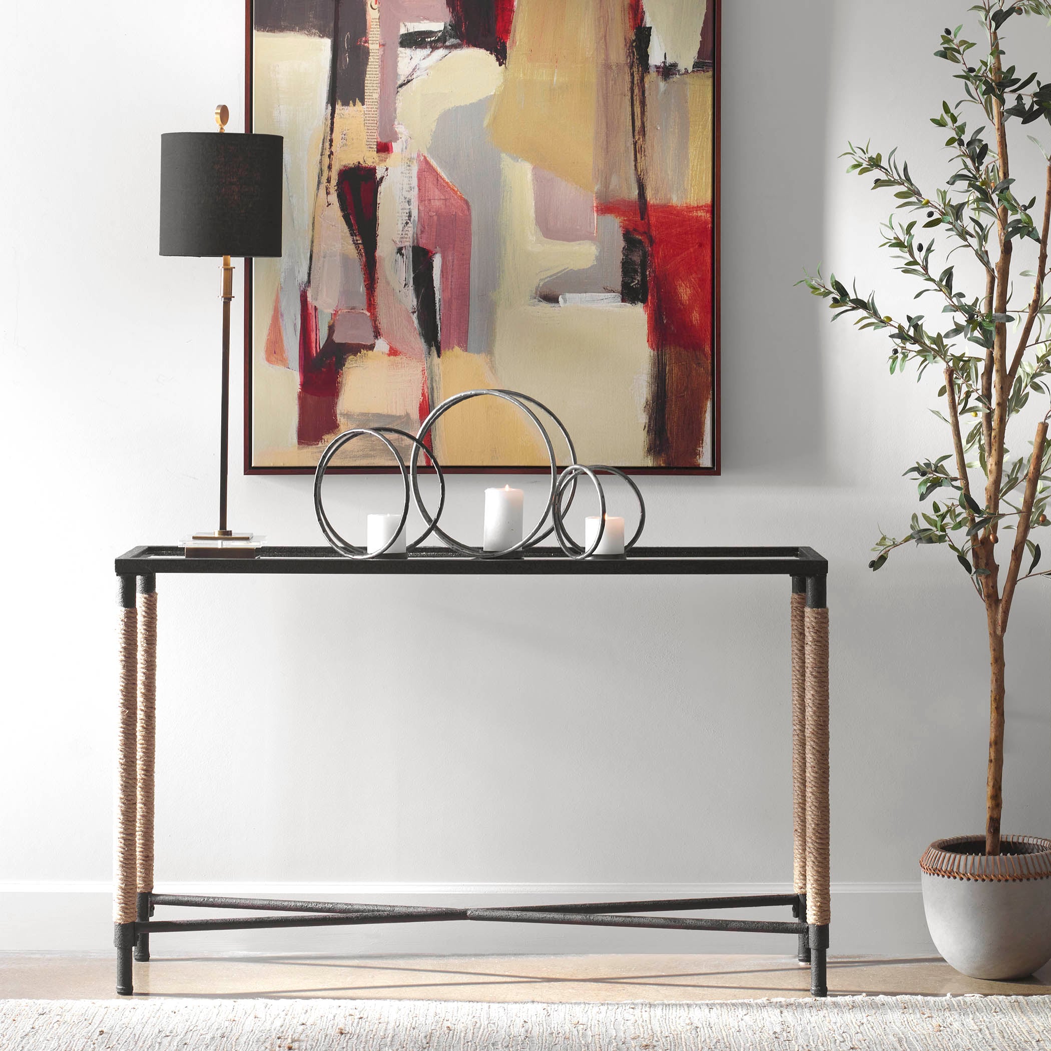 Uttermost Braddock Console Table with Glass Top