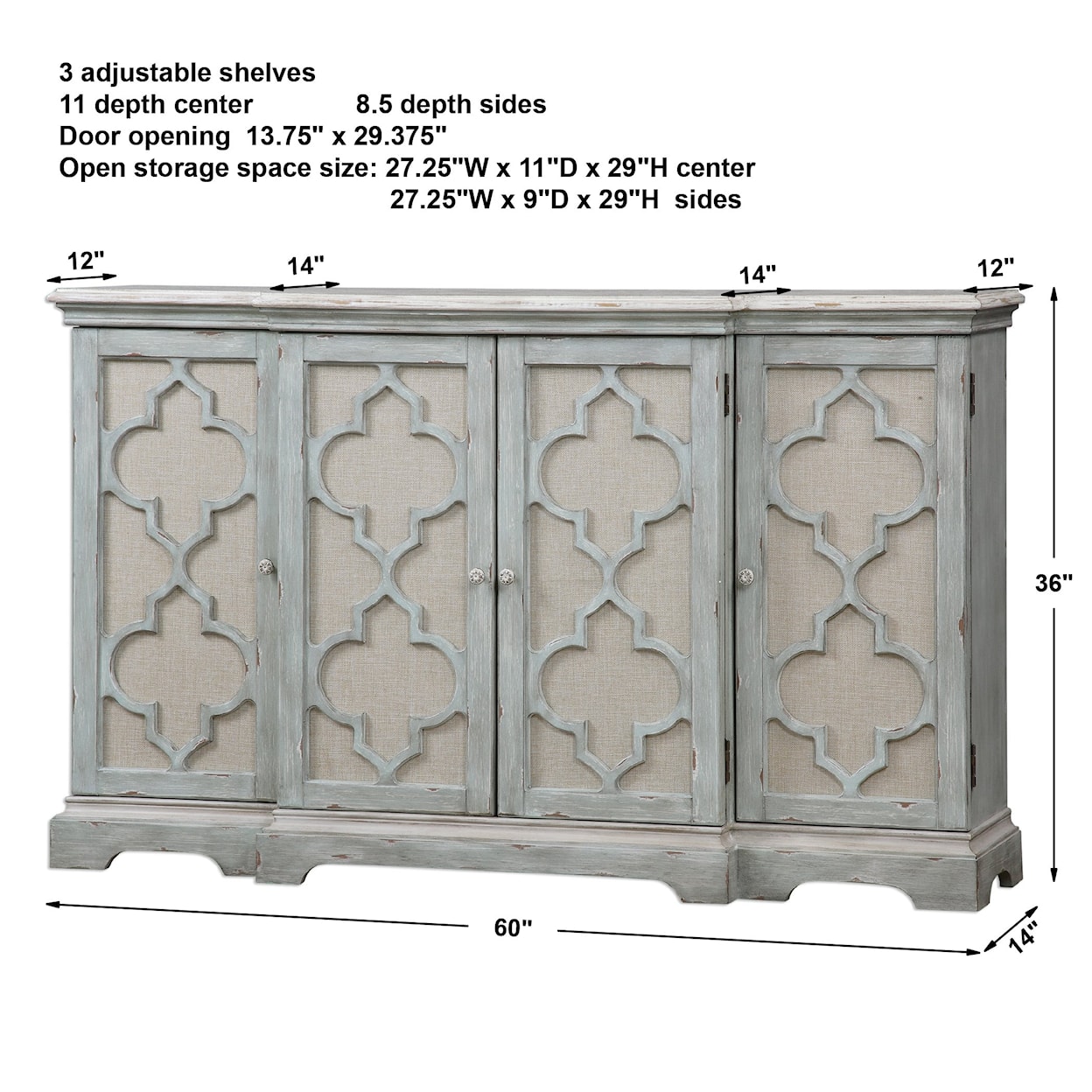 Uttermost Accent Furniture - Chests Sophie 4 Door Grey Cabinet