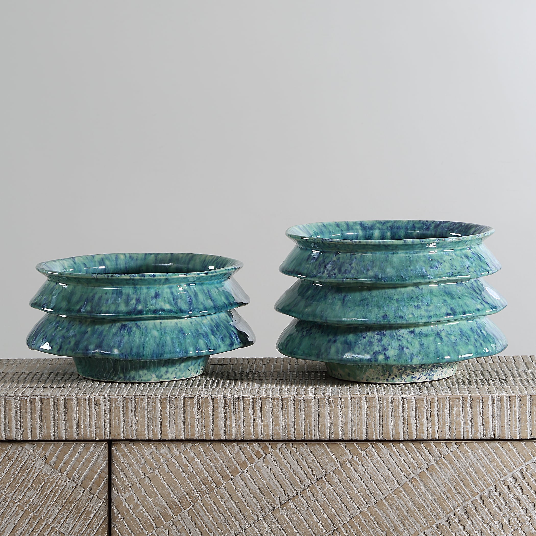 Zigzag Blue Green Bowls Set/2
