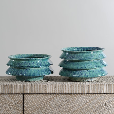 Zigzag Blue Green Bowls Set/2