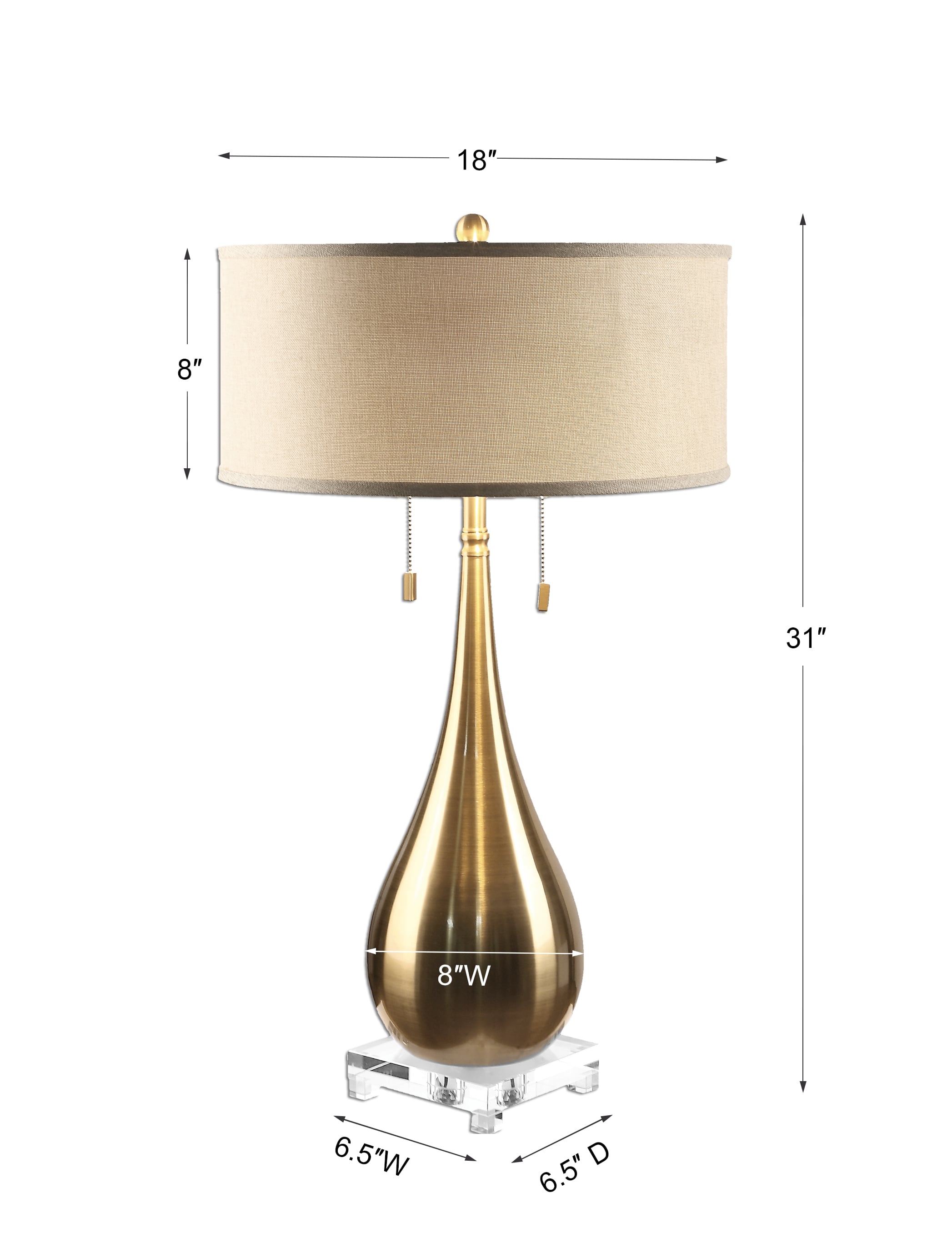 Uttermost Table Lamps Lagrima Brushed Brass Lamp