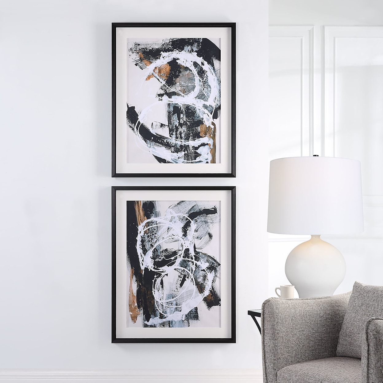 Uttermost Winterland Abstract Prints- Set of 2