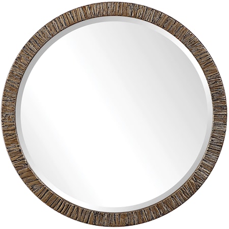 Wayde Gold Bark Round Mirror