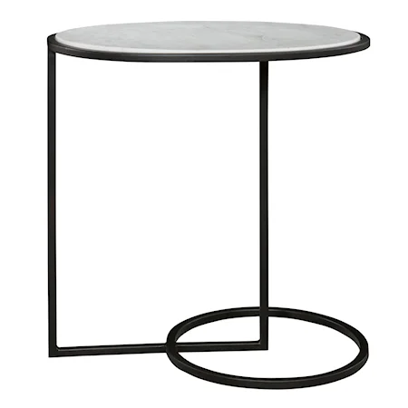 Contemporary White Marble Accent Table