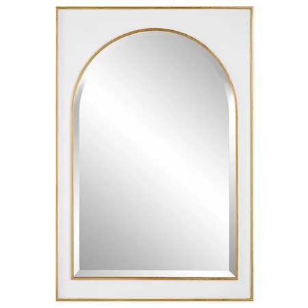 Contemporary White Gloss Arched Mirror