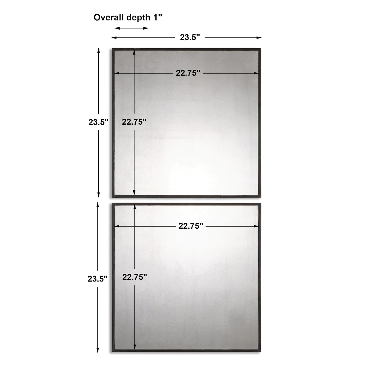 Uttermost Mirrors Matty Antiqued Square Mirrors, S/2