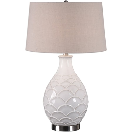 Camellia Glossed White Table Lamp