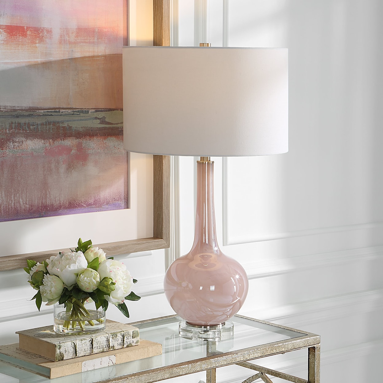 Uttermost Rosa Rosa Pink Glass Table Lamp