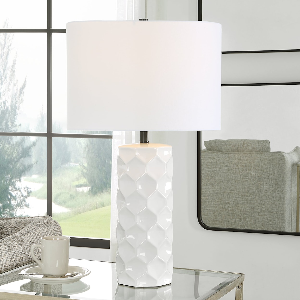 Uttermost Honeycomb Honeycomb White Table Lamp