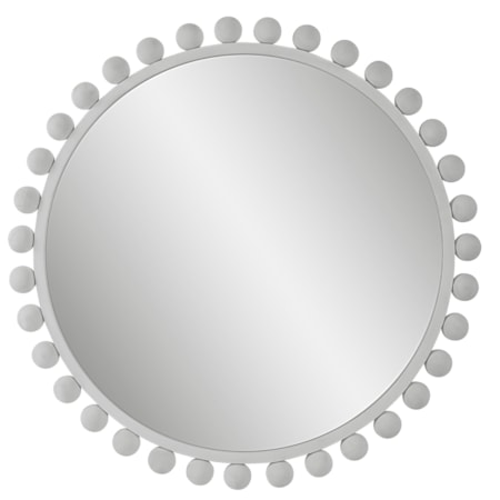 Cyra White Round Mirror