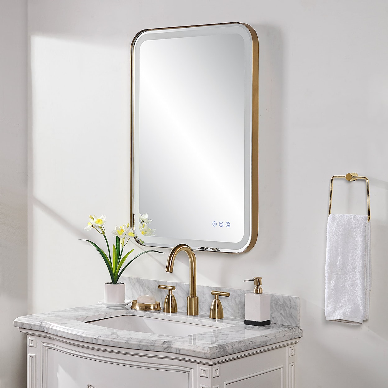 Uttermost Crofton Crofton Lighted Brass Vanity Mirror