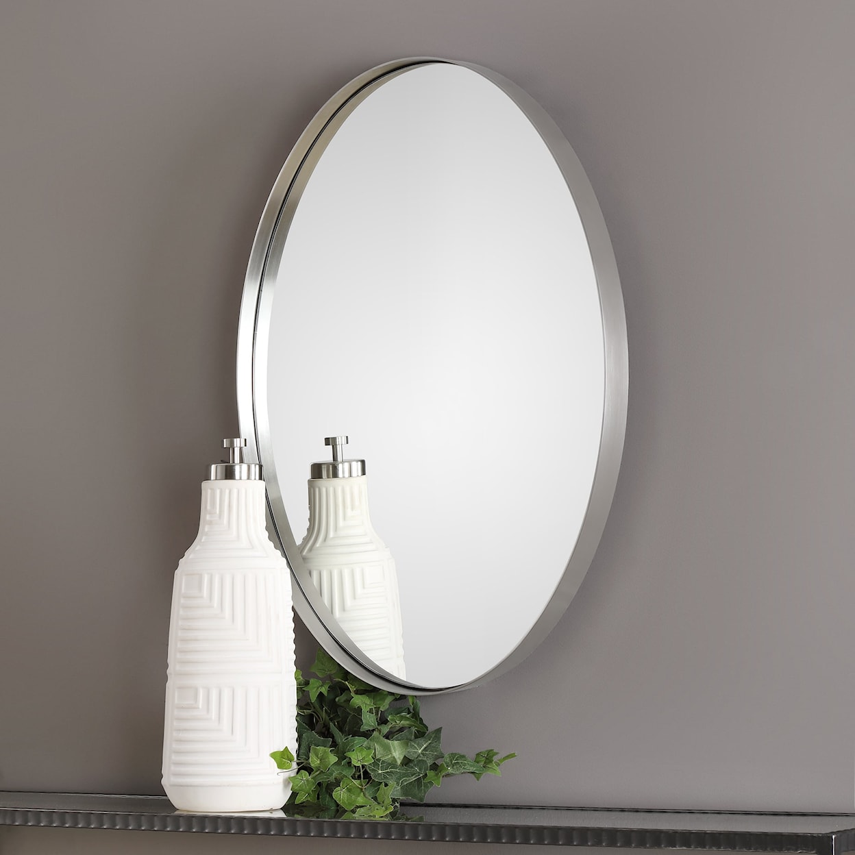 Uttermost Mirrors - Oval Pursley Brushed Nickel Oval Mirror