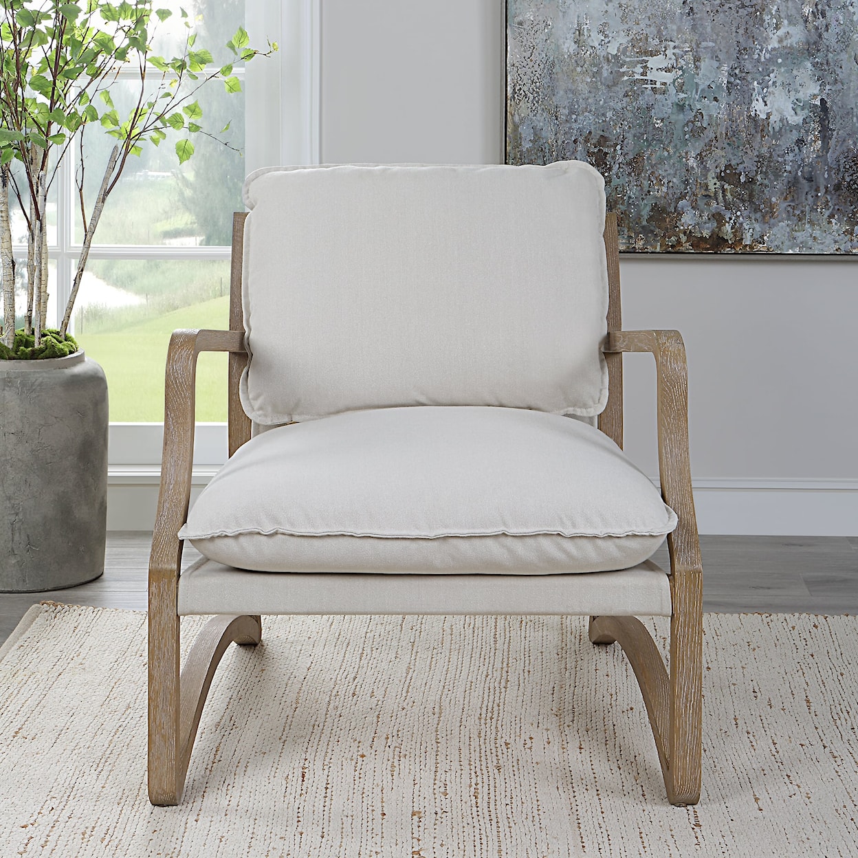 Uttermost Melora Melora Solid Oak Accent Chair