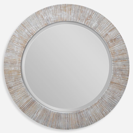 Repose Whitewash Round Mirror