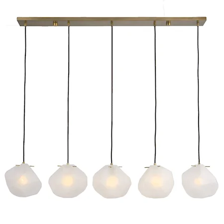 Contemporary 5-Light Pendant with Brass Finish Accents