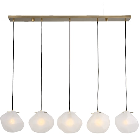 Contemporary 5-Light Pendant with Brass Finish Accents