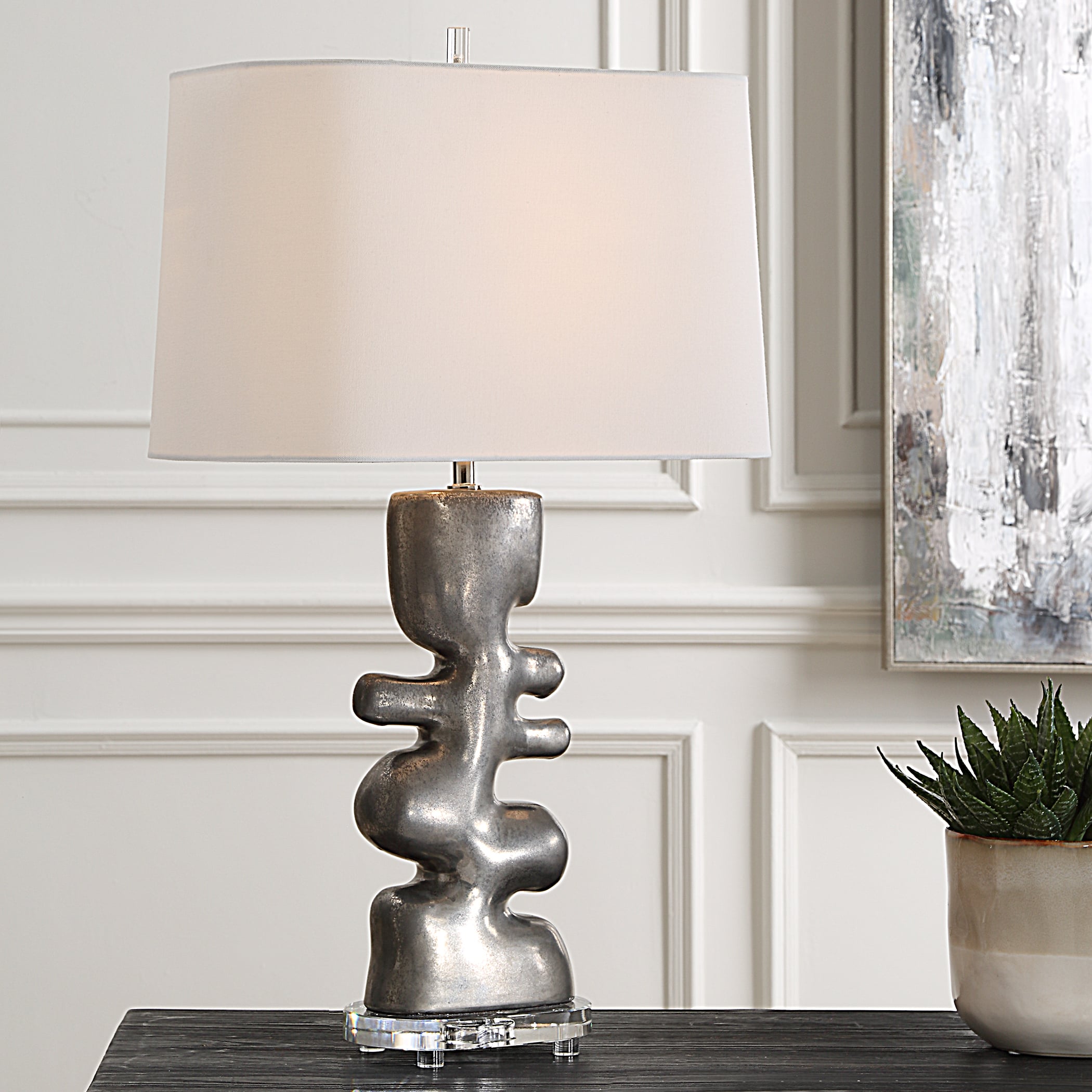 Free Flowing Nickel Table Lamp