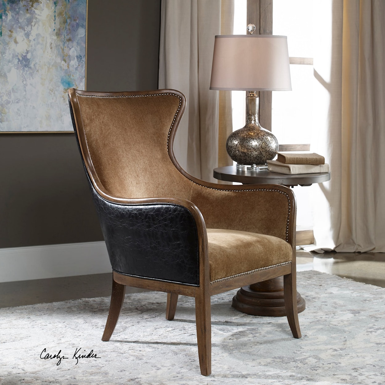 Uttermost Accent Furniture - Accent Chairs Snowden Tan Wing Chair