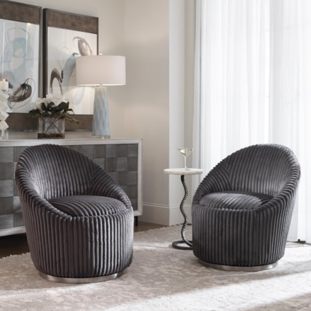 Crue Gray Fabric Swivel Chair