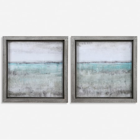 Aqua Horizon Framed Prints, Set/2
