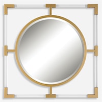 Contemporary Gold Mirror with Iron and Acrylic Frame