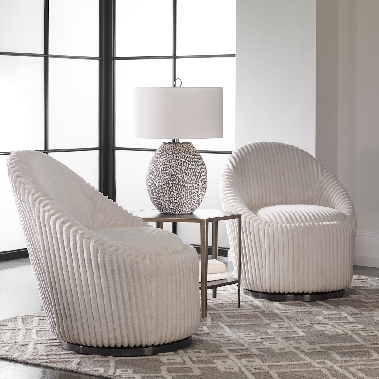 Uttermost Accent Furniture - Accent Chairs Crue White Swivel Chair