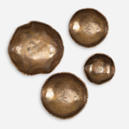 Lucky Coins Brass Wall Bowls S/4