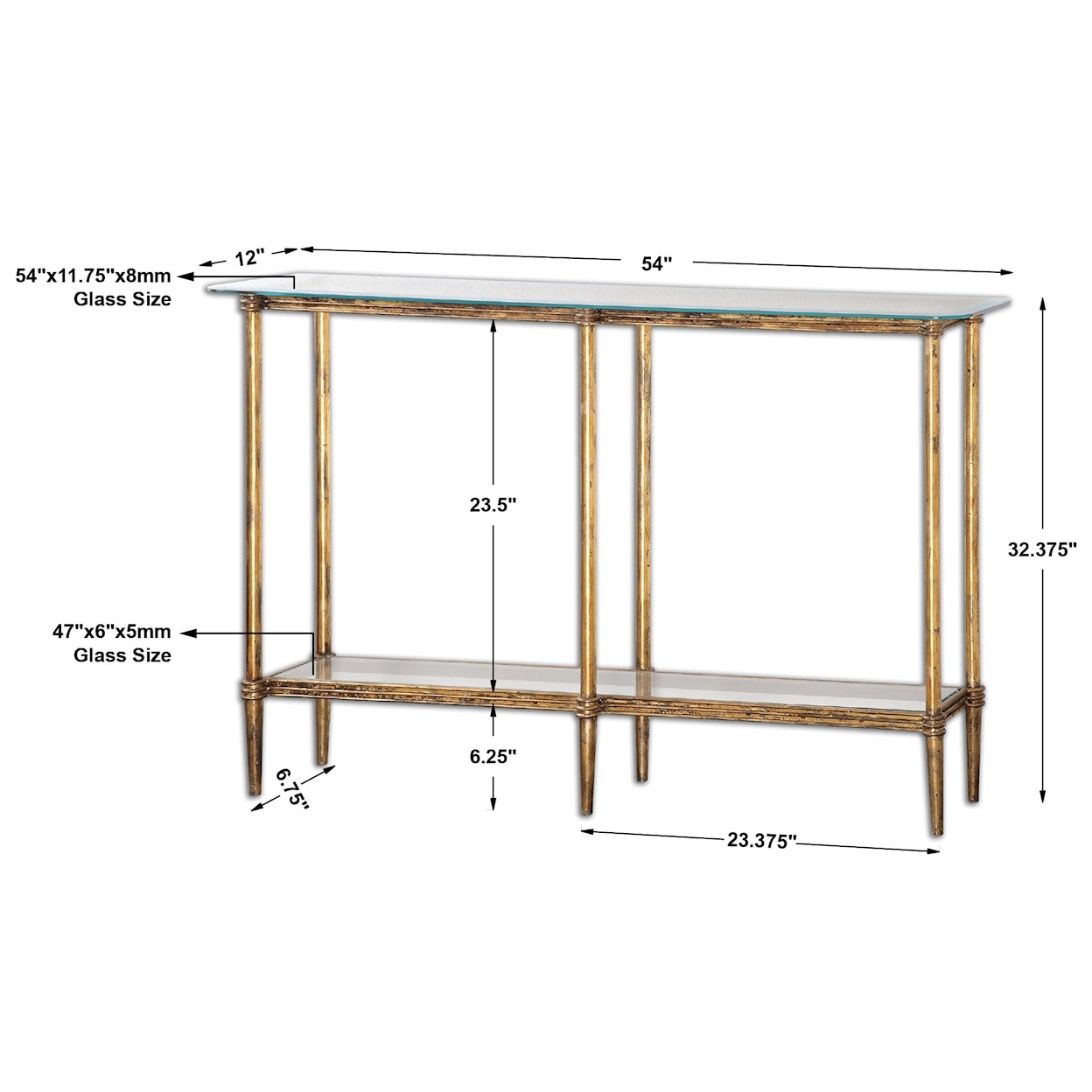 Uttermost Accent Furniture - Occasional Tables Elenio Glass Console Table