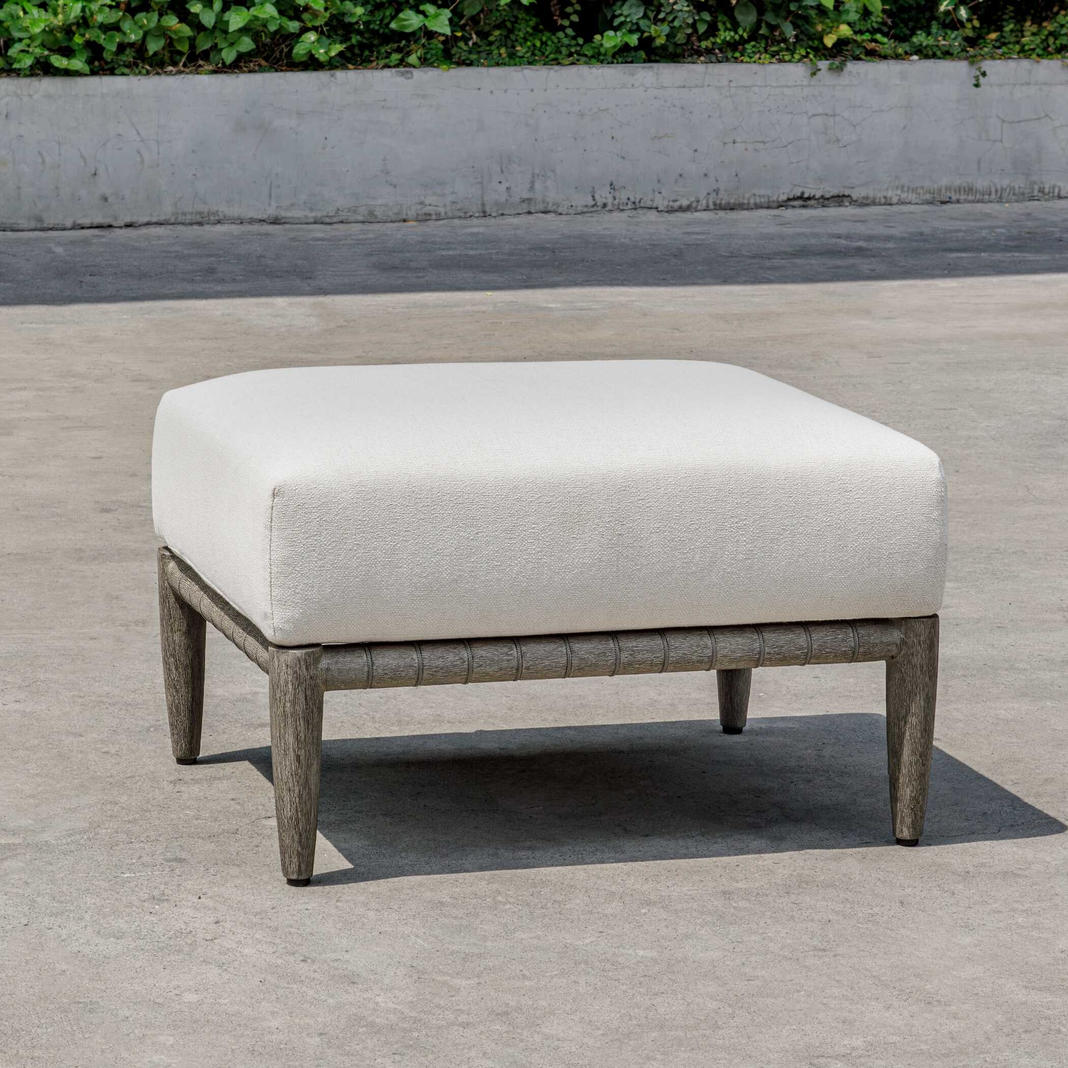 Borneo White Cushion Outdoor Ottoman