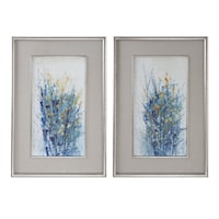 Indigo Florals Framed Prints, Set of 2