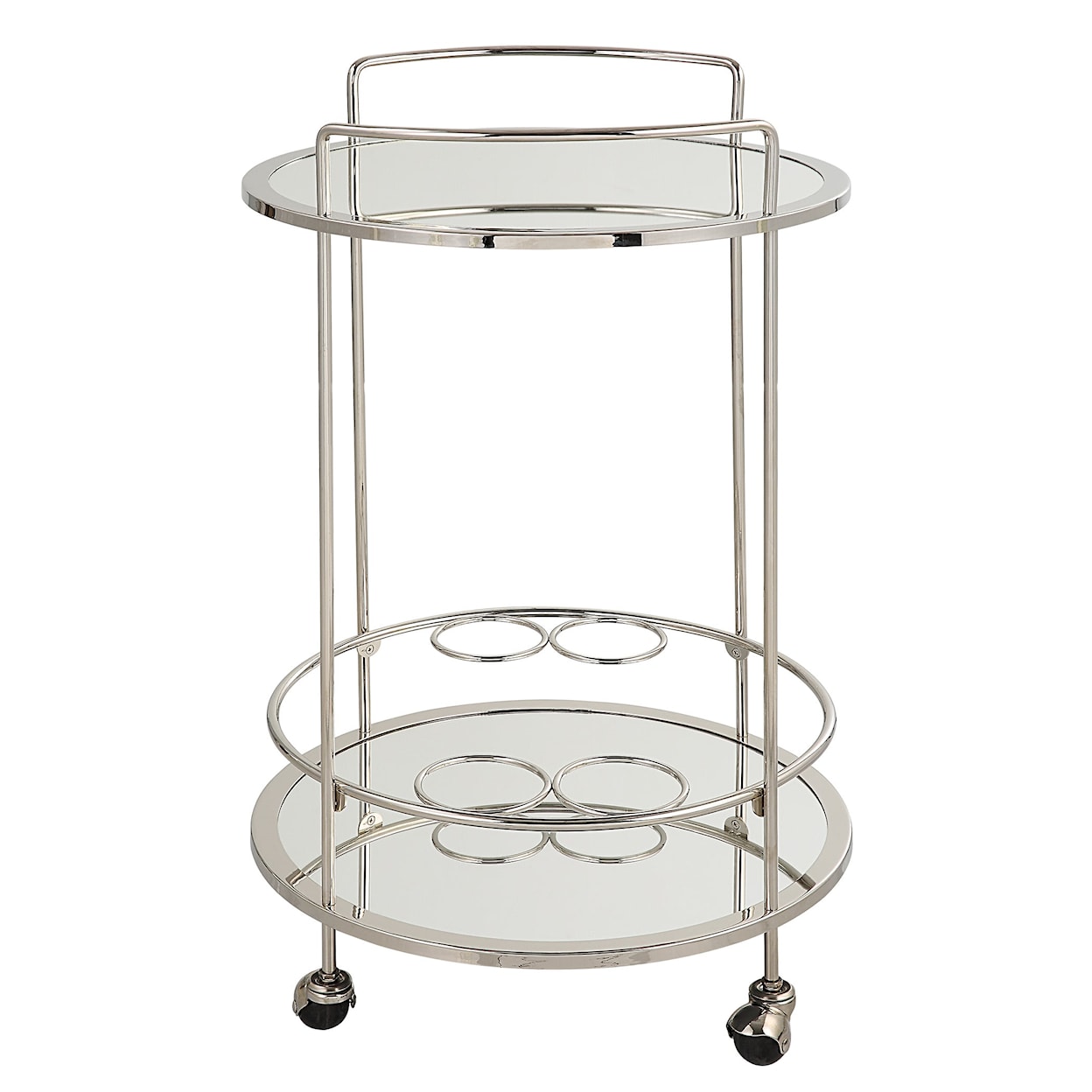 Uttermost Spritz Chrome Bar Cart with Casters