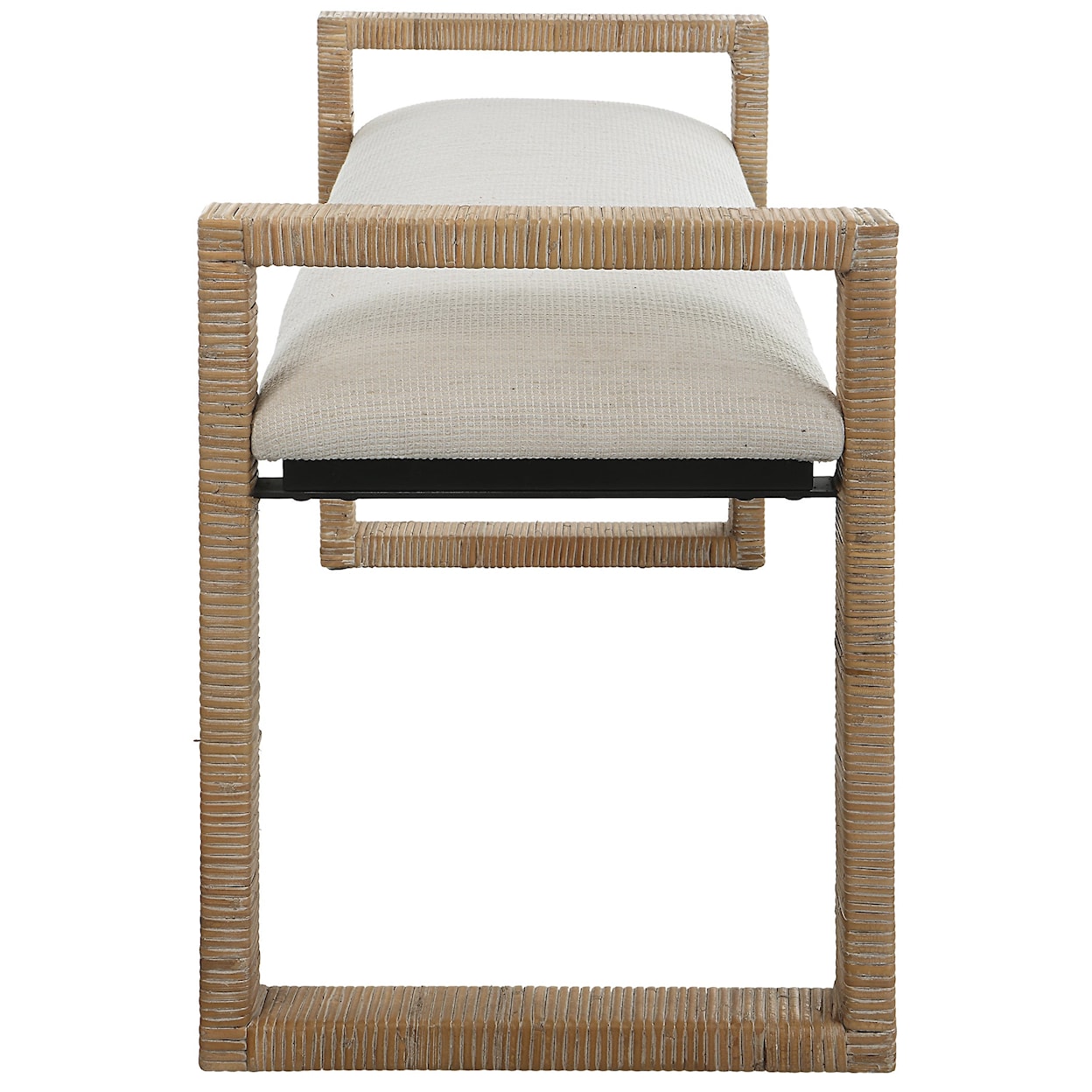 Uttermost Areca Rattan Bench with Upholstered Seat