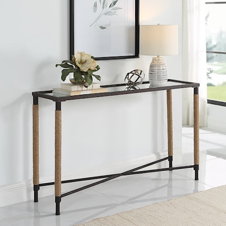 Console Table with Glass Top