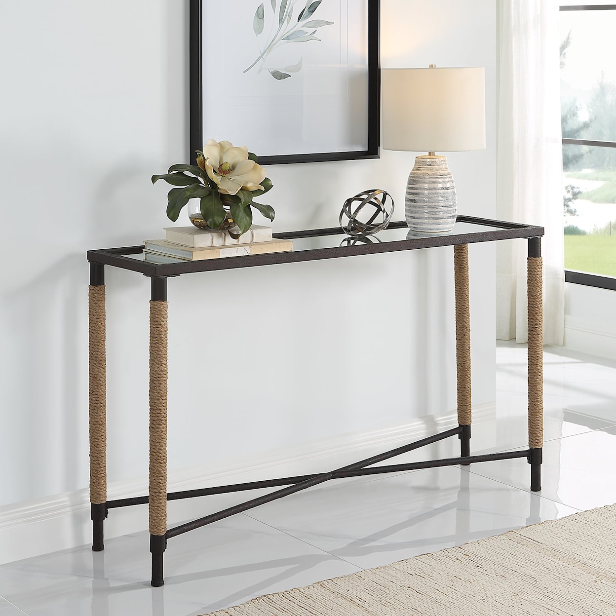 Uttermost Braddock Console Table with Glass Top