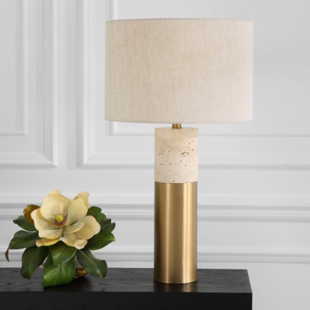 Gravitas Elegant Brass &amp; Stone Lamp